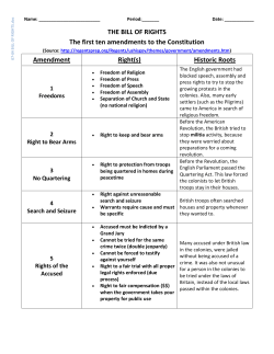 THE BILL OF RIGHTS The first ten amendments to the Constitution