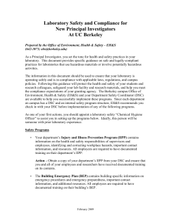 Laboratory Safety and Compliance for New Principal Investigators At