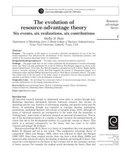 The evolution of resource-advantage theory