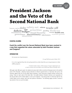 President Jackson and the Veto of the Second National Bank debt