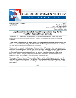 April 30, 2012: Legislature Intentionally Delayed Congressional Map