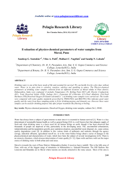 Evaluation of physico-chemical parameters of water