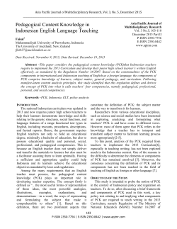 Pedagogical Content Knowledge in Indonesian English Language