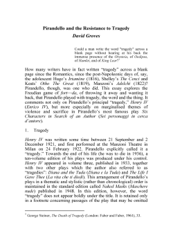 Pirandello and the Resistance to Tragedy David Groves
