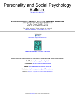 Bulletin Personality and Social Psychology