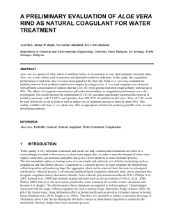a preliminary evaluation of aloe vera rind as natural coagulant for