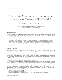 States of Matter and the Kinetic Molecular Theory