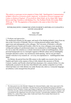 Interlinguistic communication in Bede`s Historia ecclesiastica