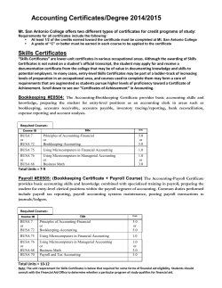 Accounting Certificates/Degree 2014/2015
