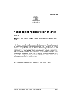Notice adjusting description of lands