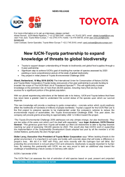 New IUCN-Toyota partnership to expand knowledge of threats to