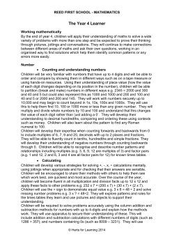 The Year 4 Learner - Reed First School