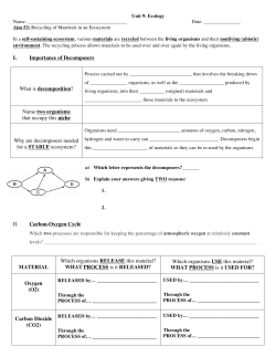 I. Importance of Decomposers What is decomposition? Name two