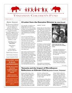 Tanzania and the Impact of Microfinance cont.