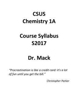 CSUS Chemistry 1A Course Syllabus S2017 Dr. Mack