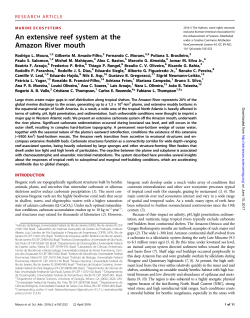 An extensive reef system at the Amazon River mouth