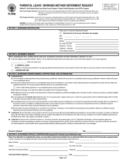 Parental Leave / Working Mother Deferment Request