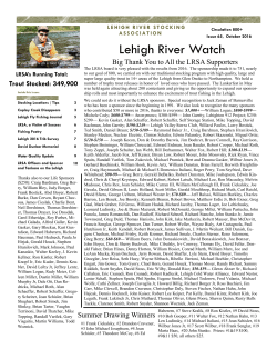 October 2016 Newsletter - Lehigh River Stocking Association