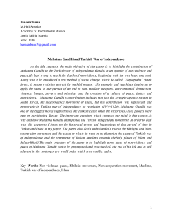 Mahatma Gandhi and Turkish War of Independence by Benazir Banu
