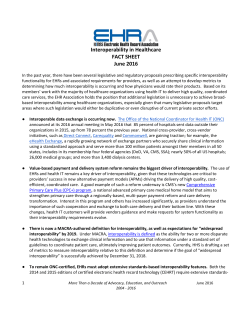 Interoperability in Healthcare FACT SHEET