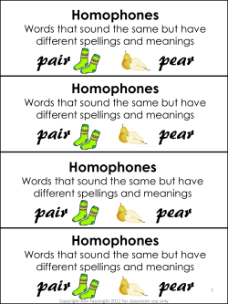 Homophone header - Devoted to Vocabulary Development