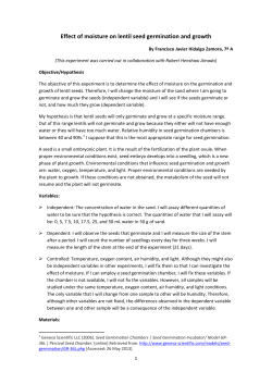 Effect of moisture on lentil seed germination and growth
