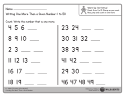 Name Writing One More Than a Given Number: 1 to 50