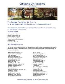 The Legacy Campaign for Queens - Queens University of Charlotte