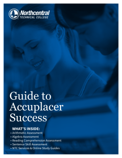 Guide to Accuplacer Success - Northcentral Technical College