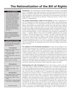 The Nationalization of the Bill of Rights