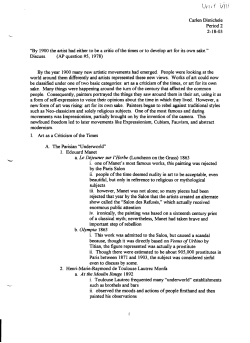 Carlen Dimichele Period 2 2-18-03 "By 1900 the artist had