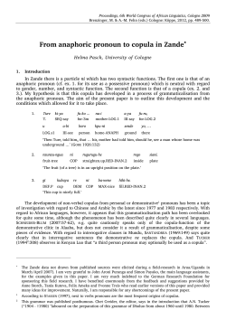 From anaphoric pronoun to copula in Zande*