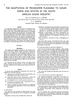 the adaptation of programme planning to sugar farms and