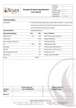 Standard Product Specification Corn Starch