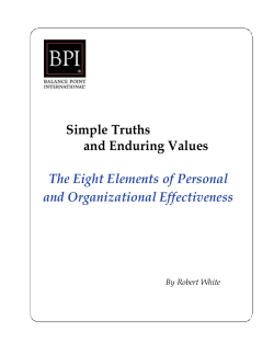 Simple Truths and Enduring Values The Eight Elements of Personal