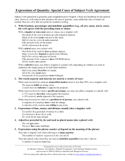 Expressions of Quantity: Special Cases of Subject