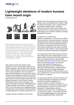 Lightweight skeletons of modern humans have recent origin