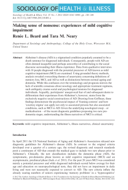 Making sense of nonsense: experiences of mild cognitive impairment