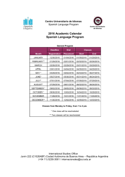 2016 Academic Calendar Spanish Language Program