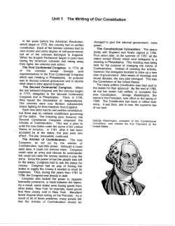 Unit 1 The Writing of Our Constitution