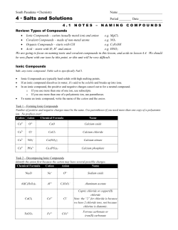4 &middot; Salts and Solutions