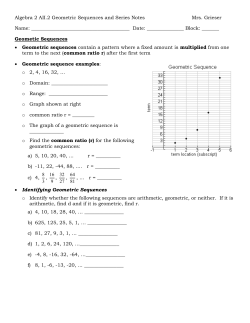 Algebra 2 AII.2 Geometric Sequences and Series Notes Mrs. Grieser