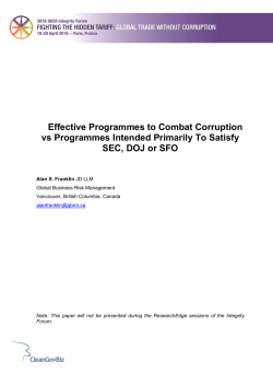 Effective Programmes to Combat Corruption vs Programmes Intended