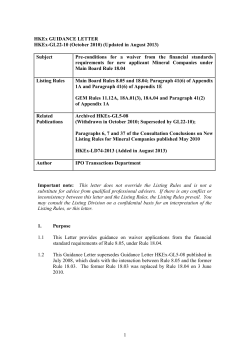 1 HKEx GUIDANCE LETTER HKEx-GL22