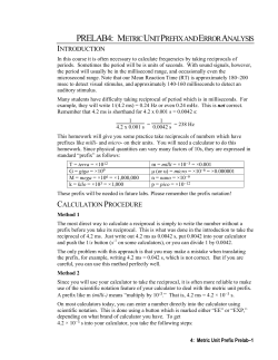 PRELAB4: METRIC UNIT PREFIX AND ERROR ANALYSIS