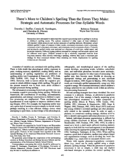 There`s More to Children`s Spelling Than the Errors They Make