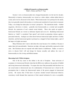 A Biblical Perspective on Homosexuality Mark L. Strauss and Peter