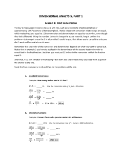 DIMENSIONAL ANALYSIS, PART 1