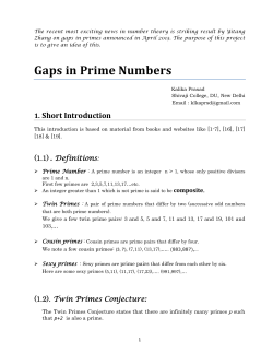 Gaps in Prime Numbers