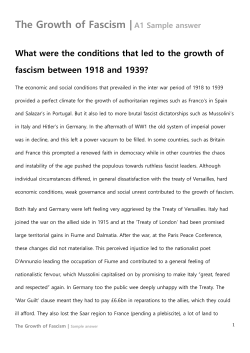 The Growth of Fascism |A1 Sample answer